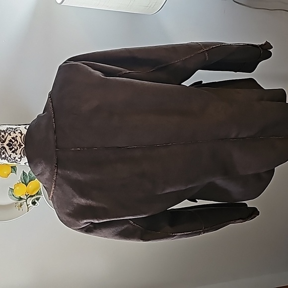Cabi suede feel chocolate brown fur lined jacket sz large - Picture 7 of 9